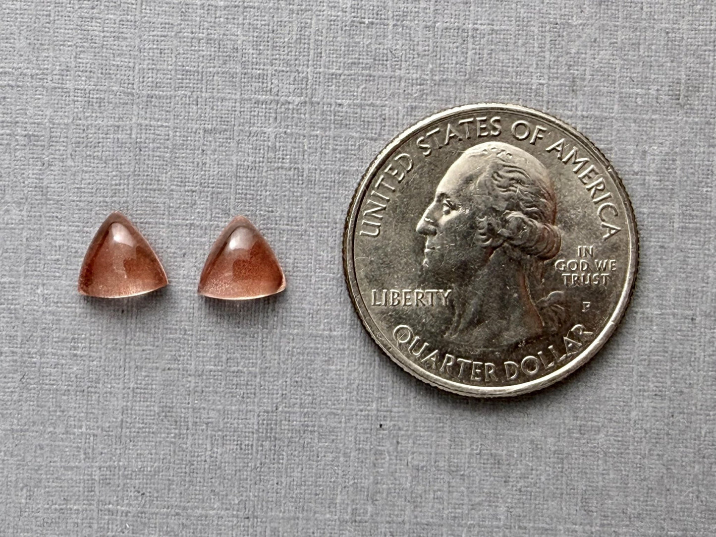 7mm Oregon Sunstone Pair | with Schiller | Triangle Cabochon | OSC325 - Gem Enthusiast