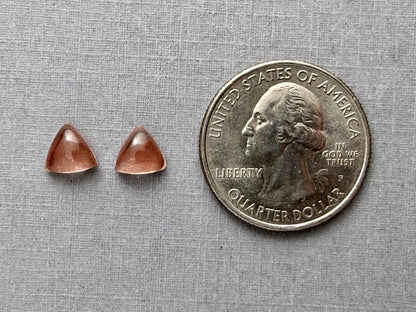 7mm Oregon Sunstone Pair | with Schiller | Triangle Cabochon | OSC325 - Gem Enthusiast