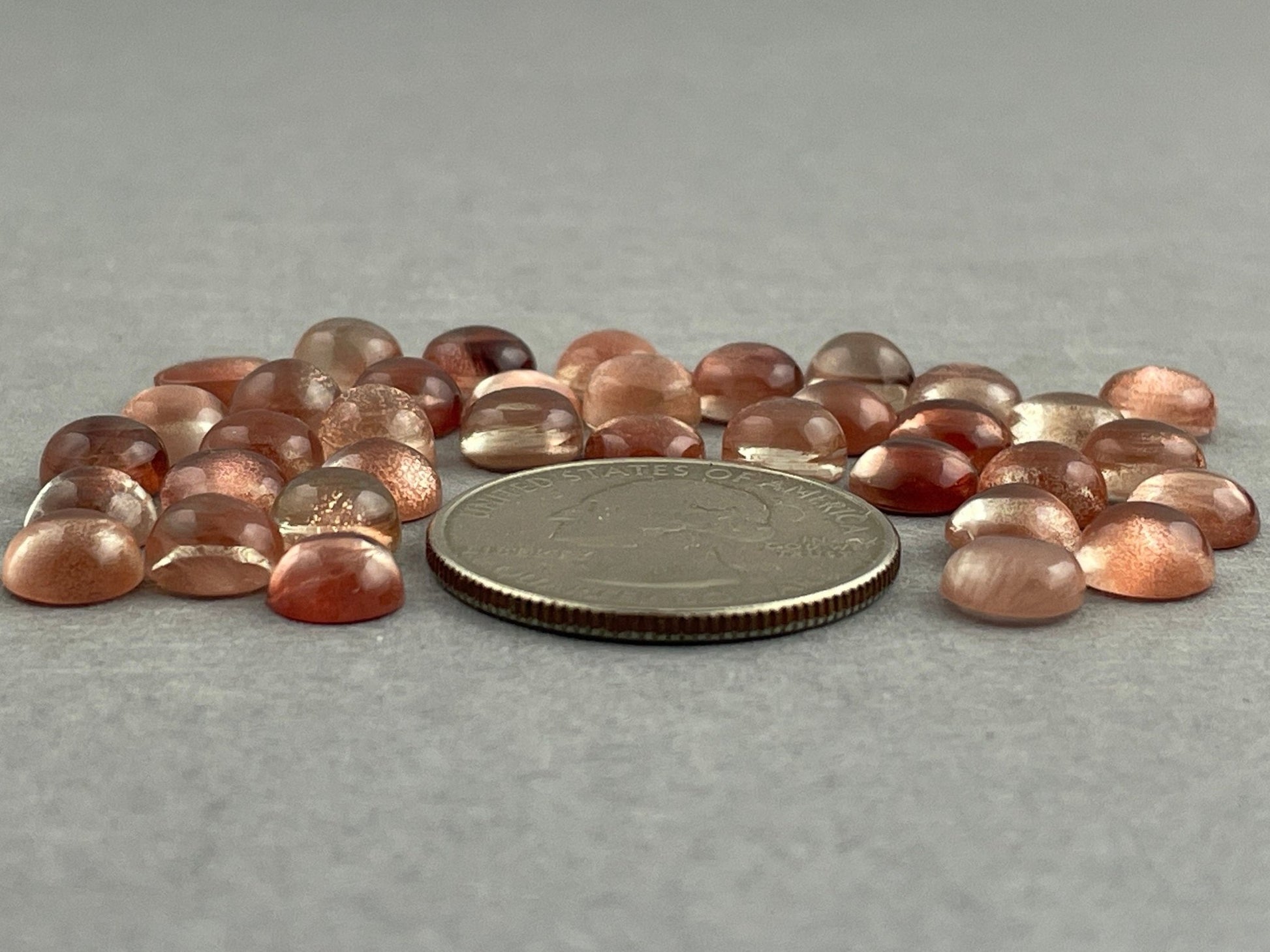 7mm Oregon Sunstones Round Cabochons | Medium, Light, or Champaign - Oregon Sunstone - Gem Enthusiast