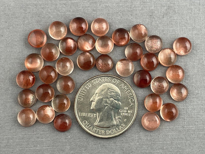 7mm Oregon Sunstones Round Cabochons | Medium, Light, or Champaign - Oregon Sunstone - Gem Enthusiast