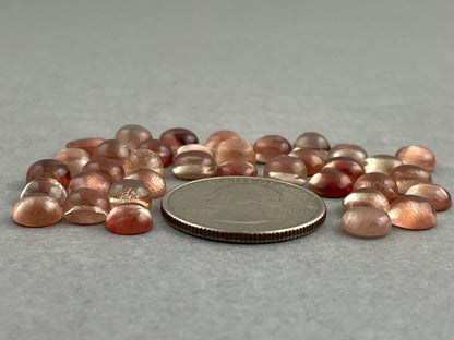 7mm Oregon Sunstones Round Cabochons | Medium, Light, or Champaign - Oregon Sunstone - Gem Enthusiast
