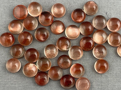 7mm Oregon Sunstones Round Cabochons | Medium, Light, or Champaign - Oregon Sunstone - Gem Enthusiast