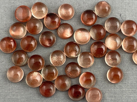 7mm Oregon Sunstones Round Cabochons | Medium, Light, or Champaign - Oregon Sunstone - Gem Enthusiast