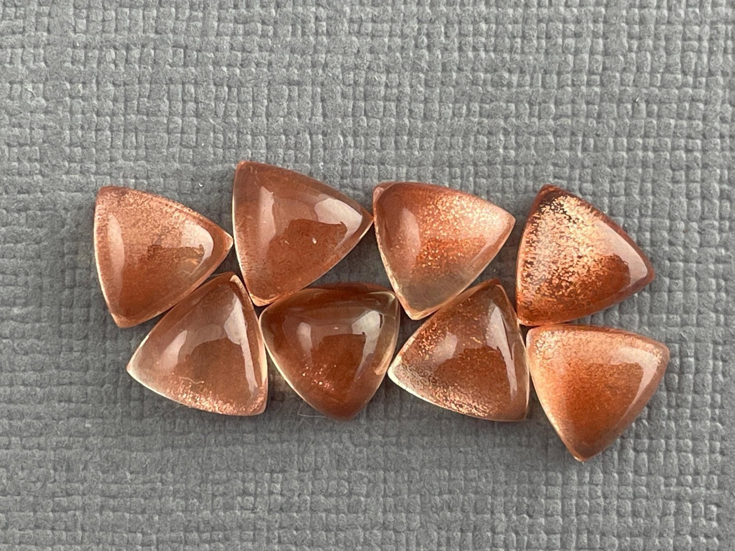 7mm Oregon Sunstones Triangle Cabochons | Medium with Schiller | 1 Stone - Oregon Sunstone - Gem Enthusiast