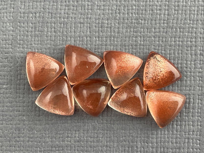 7mm Oregon Sunstones Triangle Cabochons | Medium with Schiller | 1 Stone - Oregon Sunstone - Gem Enthusiast