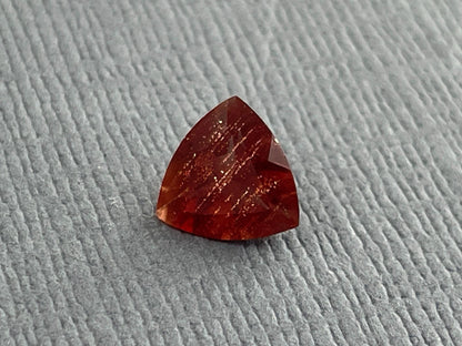 7mm Red Oregon Sunstone Trillion Gemstone with Schiller | .9 carats | OSF170 - Oregon Sunstone - Gem Enthusiast