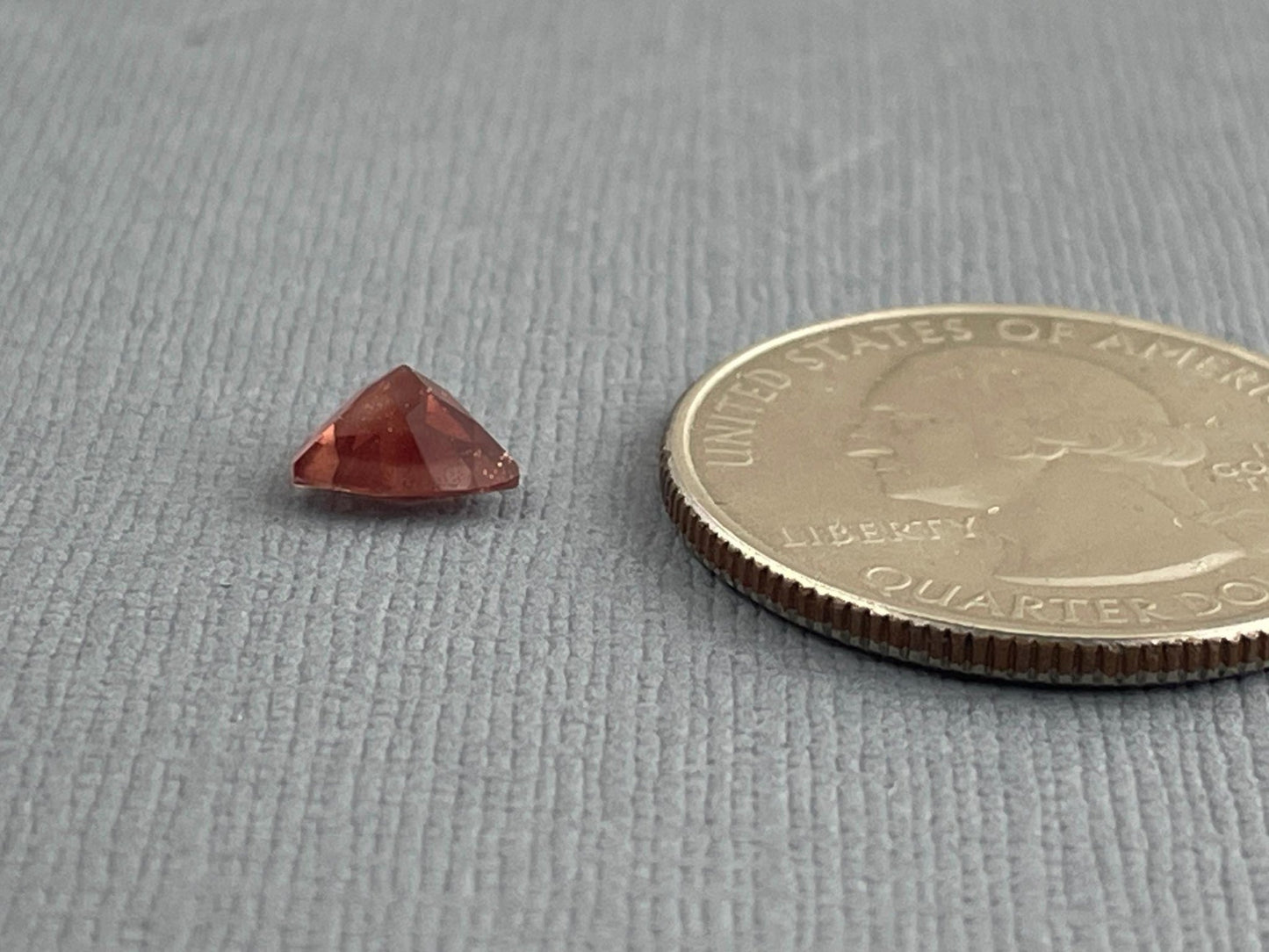 7mm Red Oregon Sunstone Trillion Gemstone with Schiller | .9 carats | OSF170 - Oregon Sunstone - Gem Enthusiast