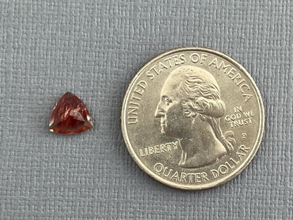7mm Red Oregon Sunstone Trillion Gemstone with Schiller | .9 carats | OSF170 - Oregon Sunstone - Gem Enthusiast