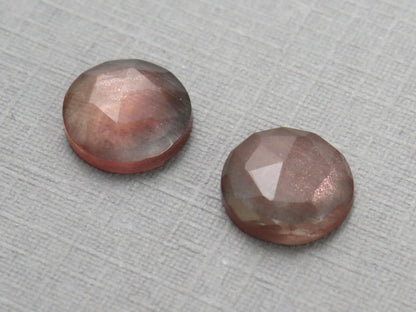 8mm Oregon Sunstone Rose Cut Round Matched Pair | Plush Sunstone | 8x3mm, 2.76ct | Oregon USA | OSR140 - Gem Enthusiast