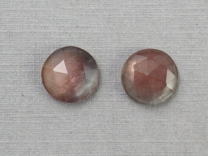 8mm Oregon Sunstone Rose Cut Round Matched Pair | Plush Sunstone | 8x3mm, 2.76ct | Oregon USA | OSR140 - Gem Enthusiast