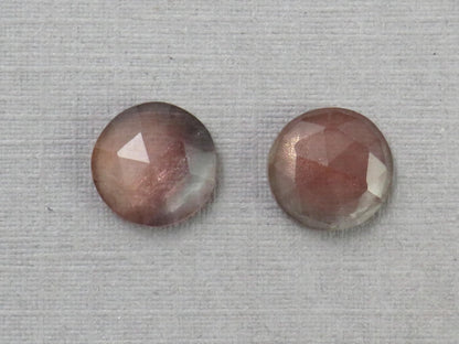 8mm Oregon Sunstone Rose Cut Round Matched Pair | Plush Sunstone | 8x3mm, 2.76ct | Oregon USA | OSR140 - Gem Enthusiast