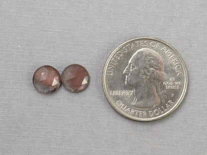8mm Oregon Sunstone Rose Cut Round Matched Pair | Plush Sunstone | 8x3mm, 2.76ct | Oregon USA | OSR140 - Gem Enthusiast