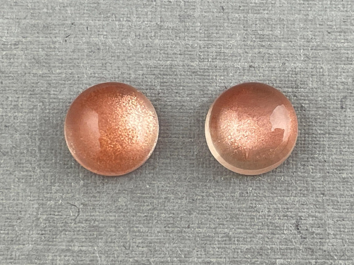 8mm Oregon Sunstones with Schiller | Round Cabochon Pair | OSC269 - Oregon Sunstone - Gem Enthusiast