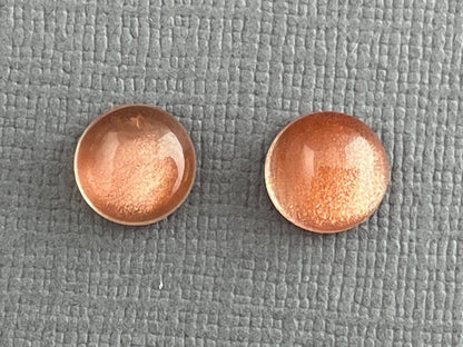 8mm Oregon Sunstones with Schiller | Round Cabochon Pair | OSC269 - Oregon Sunstone - Gem Enthusiast