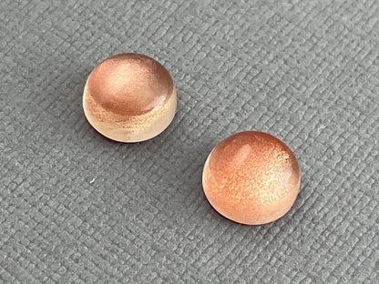 8mm Oregon Sunstones with Schiller | Round Cabochon Pair | OSC269 - Oregon Sunstone - Gem Enthusiast