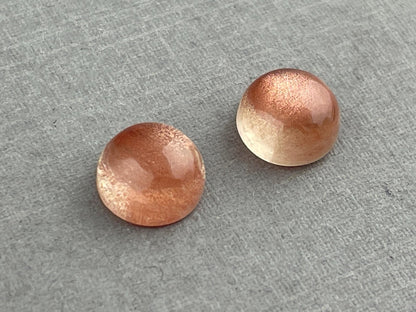 8mm Oregon Sunstones with Schiller | Round Cabochon Pair | OSC269 - Oregon Sunstone - Gem Enthusiast