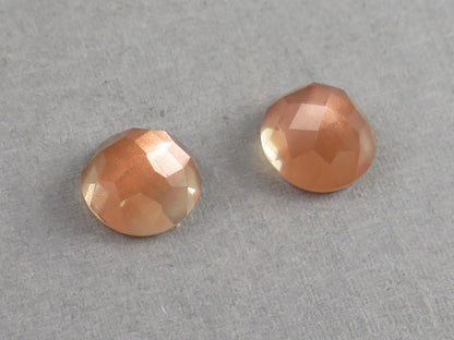 8mm Oregon Sunstones with Schiller | Round Rosecut Cabochon Pair | OSR103 - Gem Enthusiast