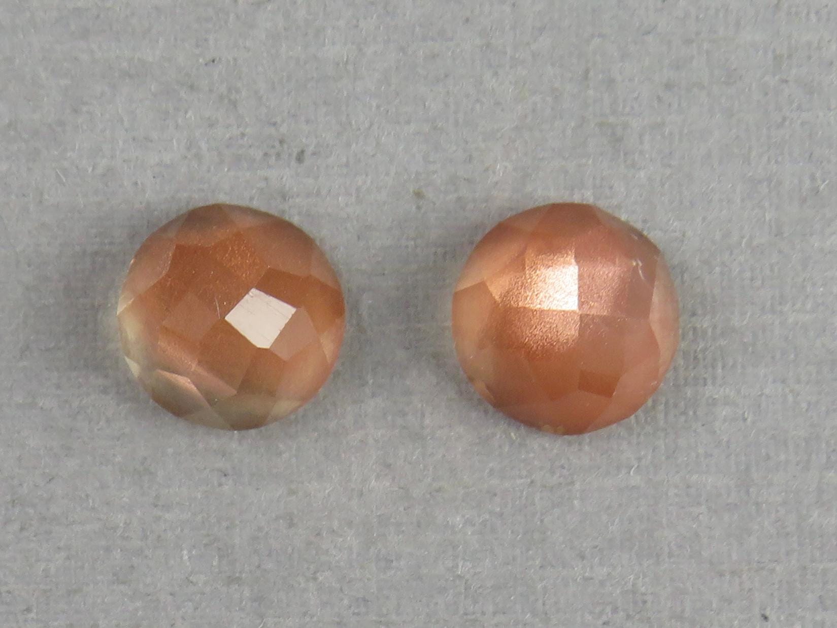 8mm Oregon Sunstones with Schiller | Round Rosecut Cabochon Pair | OSR103 - Gem Enthusiast