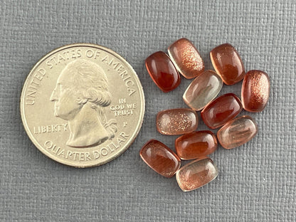 8x5 Oregon Sunstones Cushioned Cabochon with Schiller - Gem Enthusiast