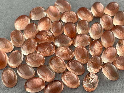 8x6 7x5 6x4 Oregon Sunstones Oval Cabochons with Schiller | Per Stone - Oregon Sunstone - Gem Enthusiast