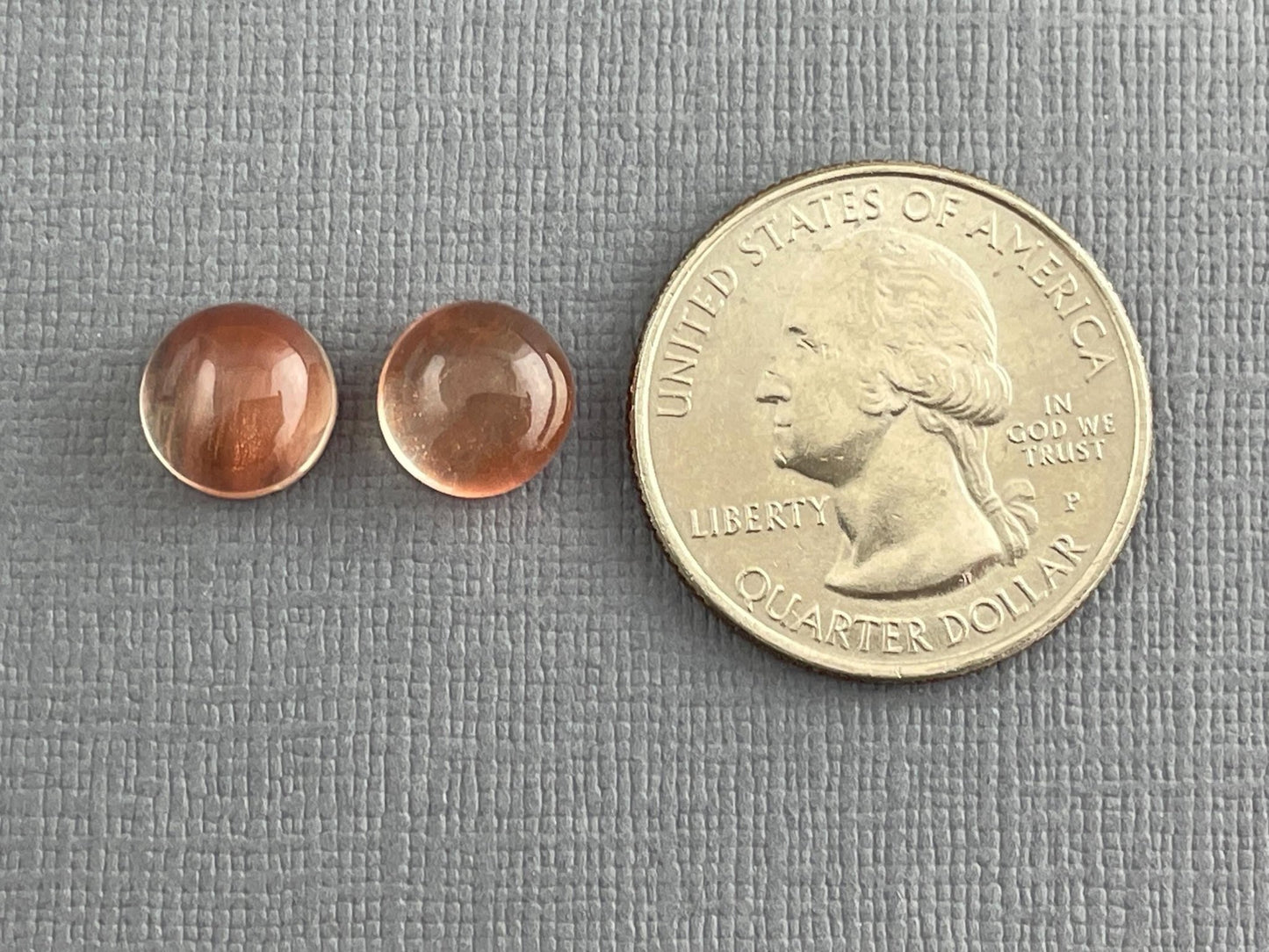 9mm Oregon Sunstones Round Cabochon Pair with Schiller | 7.2 carats | OSC263 - Oregon Sunstone - Gem Enthusiast