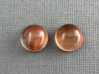 9mm Oregon Sunstones Round Cabochon Pair with Schiller | 7.2 carats | OSC263 - Oregon Sunstone - Gem Enthusiast