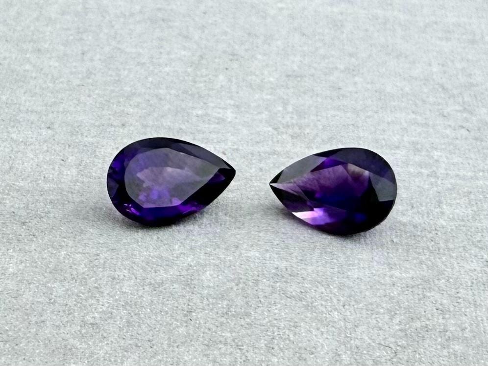9x6 Arizona Amethyst Pear Pair | Ethically Sourced | AZ202 - Arizona Amethyst - Gem Enthusiast