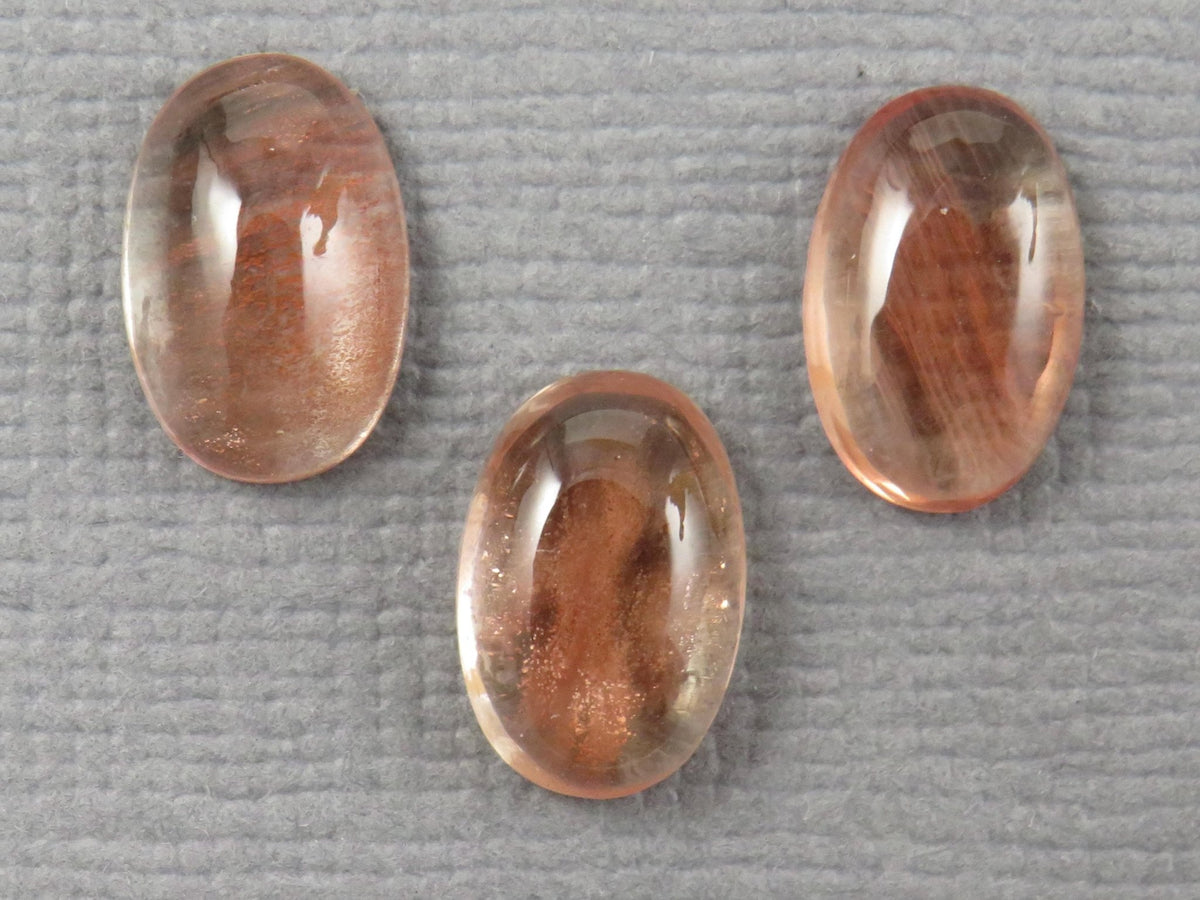 9x6mm Oregon Sunstone Cabochon Oval | 4.1ct | 3-Stone Lot | Oregon, USA | OSC361 - Gem Enthusiast