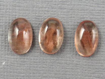 9x6mm Oregon Sunstone Cabochon Oval | 4.1ct | 3-Stone Lot | Oregon, USA | OSC361 - Gem Enthusiast