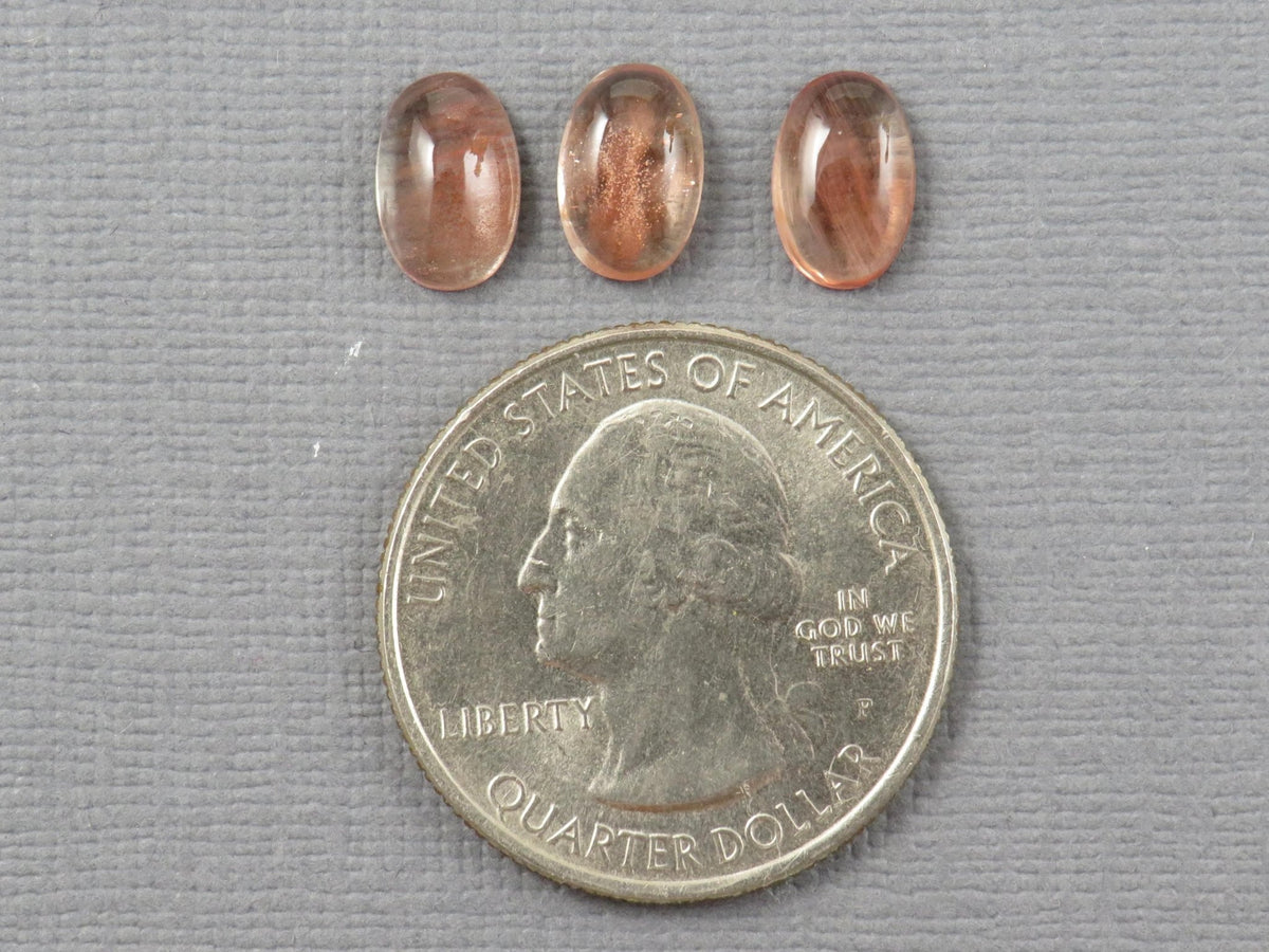 9x6mm Oregon Sunstone Cabochon Oval | 4.1ct | 3-Stone Lot | Oregon, USA | OSC361 - Gem Enthusiast