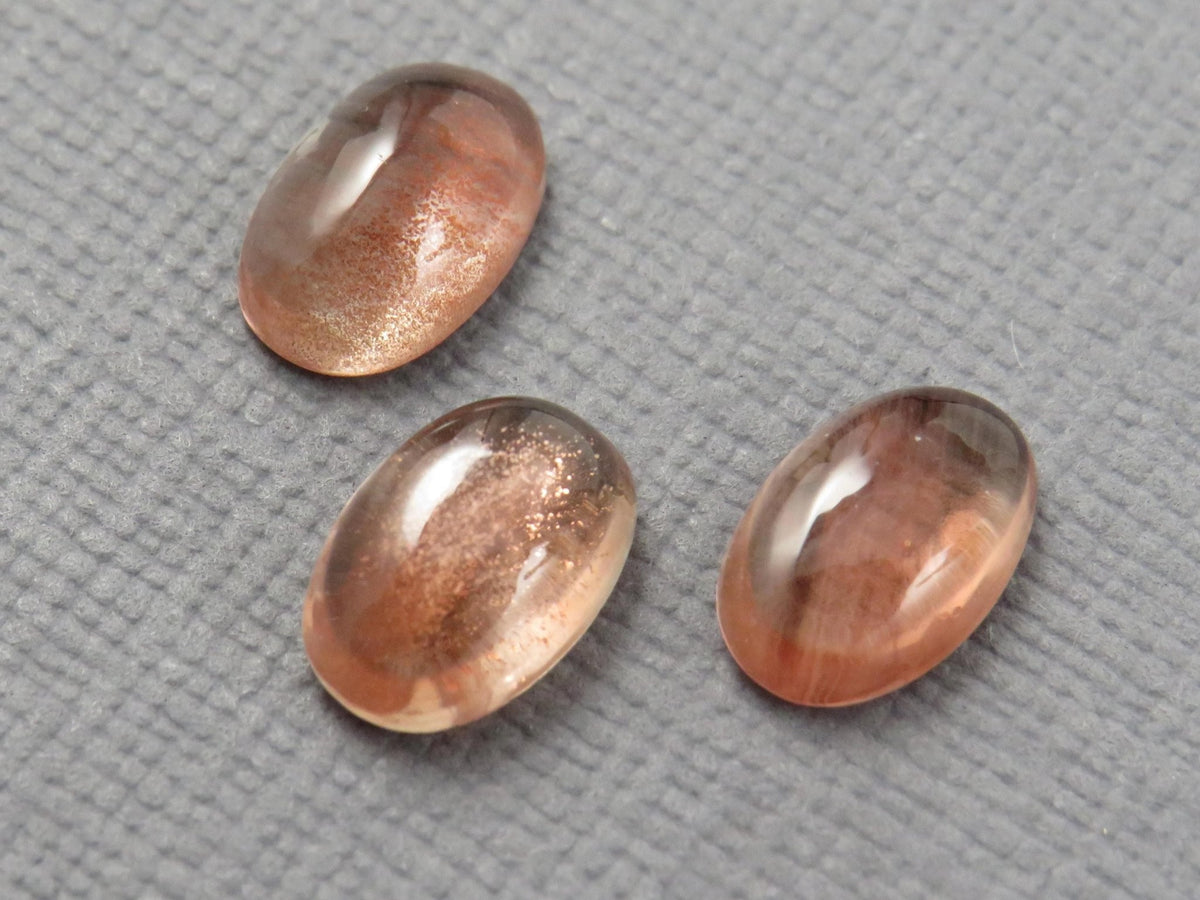 9x6mm Oregon Sunstone Cabochon Oval | 4.1ct | 3-Stone Lot | Oregon, USA | OSC361 - Gem Enthusiast