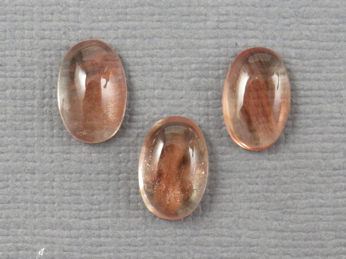 9x6mm Oregon Sunstone Cabochon Oval | 4.1ct | 3-Stone Lot | Oregon, USA | OSC361 - Gem Enthusiast