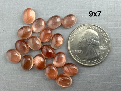 9x7 or 9x6 Oregon Sunstones Oval Cabochon with Schiller - Gem Enthusiast