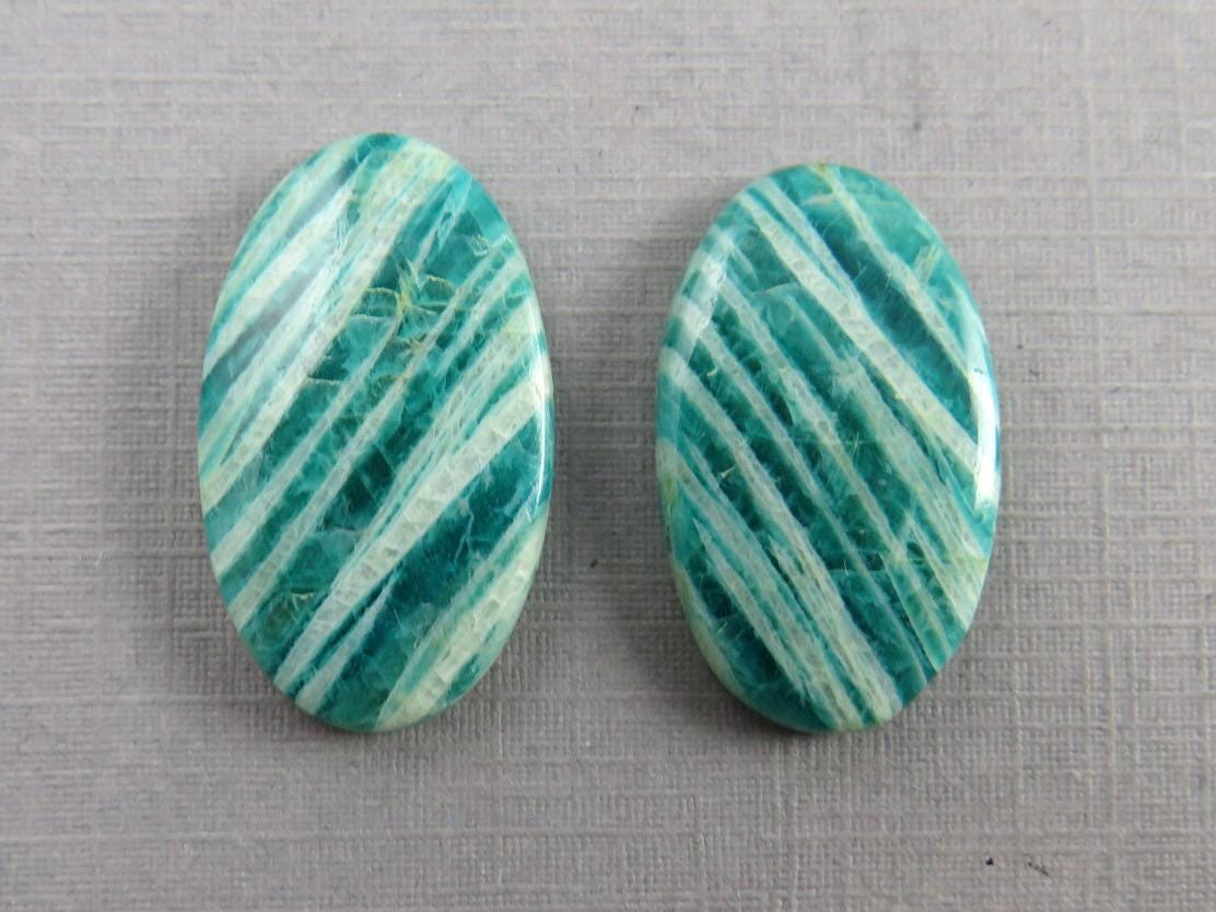 Amazonite Matched Pair Oval Cabochons | 24x14 mm | Natural Loose Gemstone | AMZ220 - Gem Enthusiast