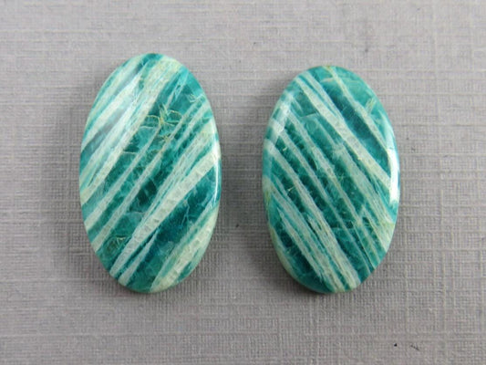 Amazonite Matched Pair Oval Cabochons | 24x14 mm | Natural Loose Gemstone | AMZ220 - Gem Enthusiast
