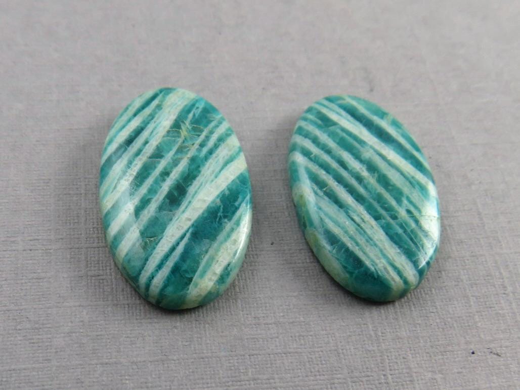Amazonite Matched Pair Oval Cabochons | 24x14 mm | Natural Loose Gemstone | AMZ220 - Gem Enthusiast