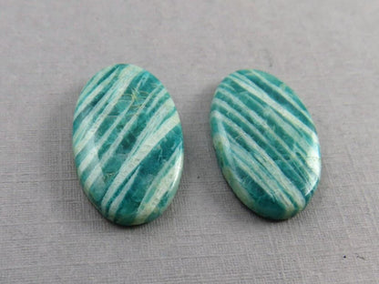 Amazonite Matched Pair Oval Cabochons | 24x14 mm | Natural Loose Gemstone | AMZ220 - Gem Enthusiast