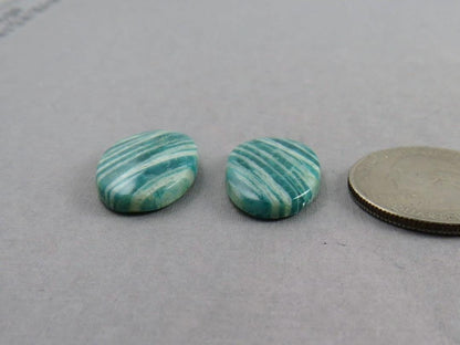 Amazonite Matched Pair Oval Cabochons | 24x14 mm | Natural Loose Gemstone | AMZ220 - Gem Enthusiast