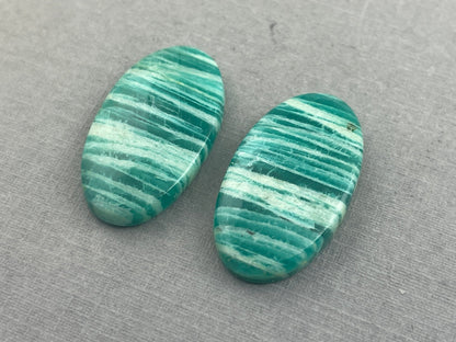 Amazonite Matched Pair Oval Cabochons | Natural Loose Gemstone | AMZ218 - Gem Enthusiast