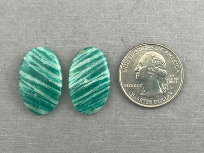 Amazonite Matched Pair Oval Cabochons | Natural Loose Gemstone | AMZ222 - Gem Enthusiast