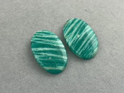 Amazonite Matched Pair Oval Cabochons | Natural Loose Gemstone | AMZ222 - Gem Enthusiast