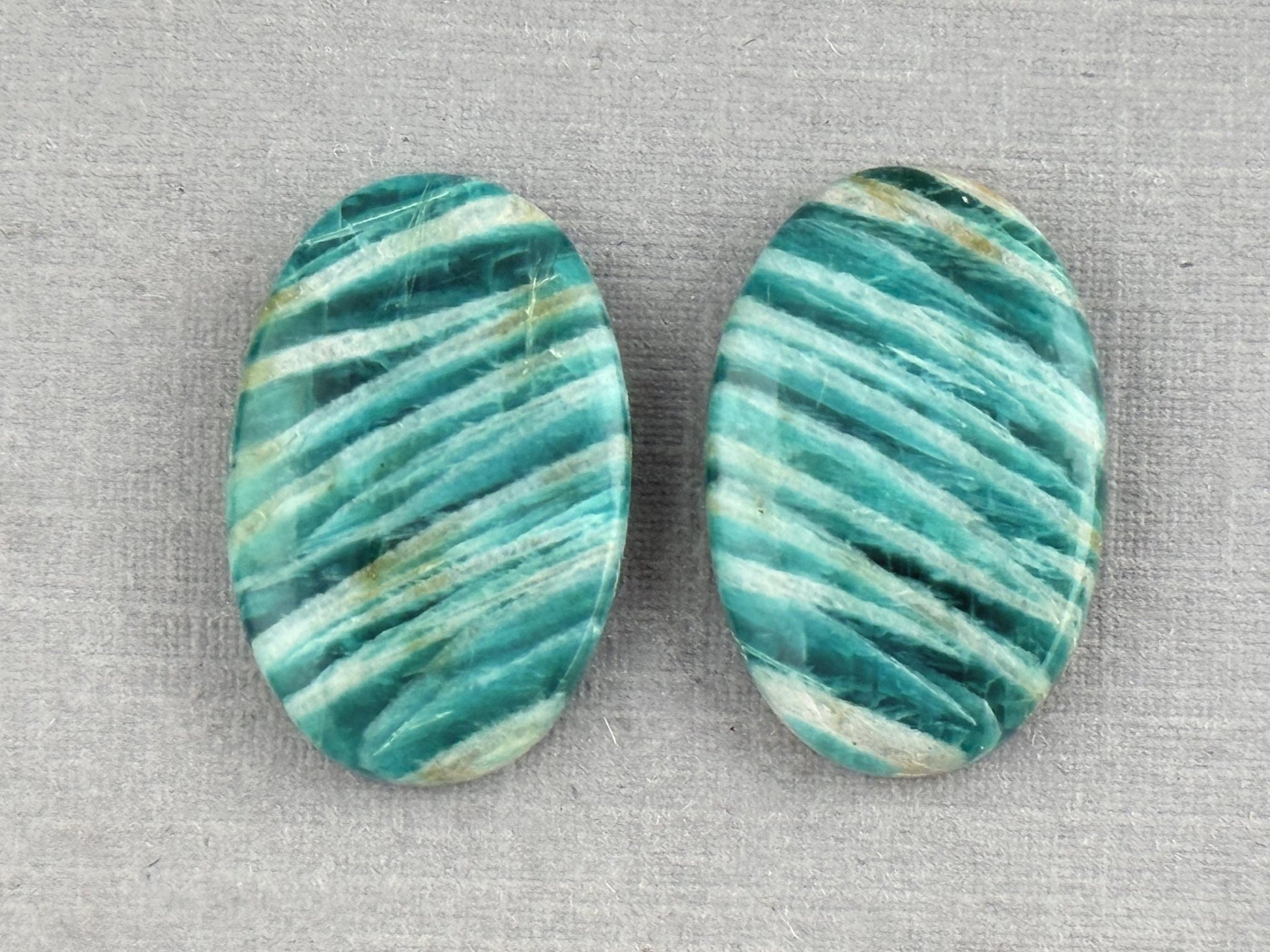 Amazonite Matched Pair Oval Cabochons | Natural Loose Gemstone | AMZ224 - Gem Enthusiast