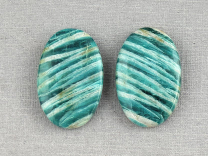 Amazonite Matched Pair Oval Cabochons | Natural Loose Gemstone | AMZ224 - Gem Enthusiast