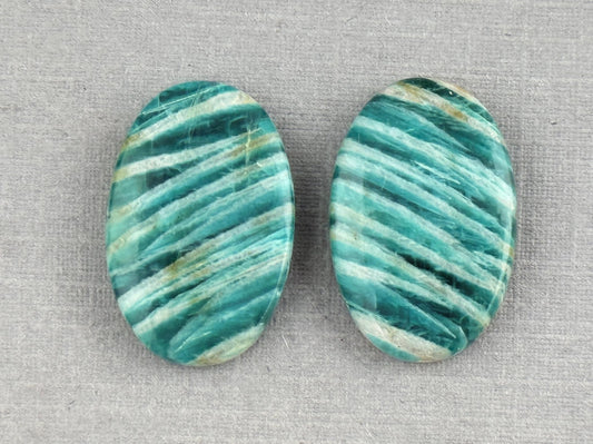 Amazonite Matched Pair Oval Cabochons | Natural Loose Gemstone | AMZ224 - Gem Enthusiast
