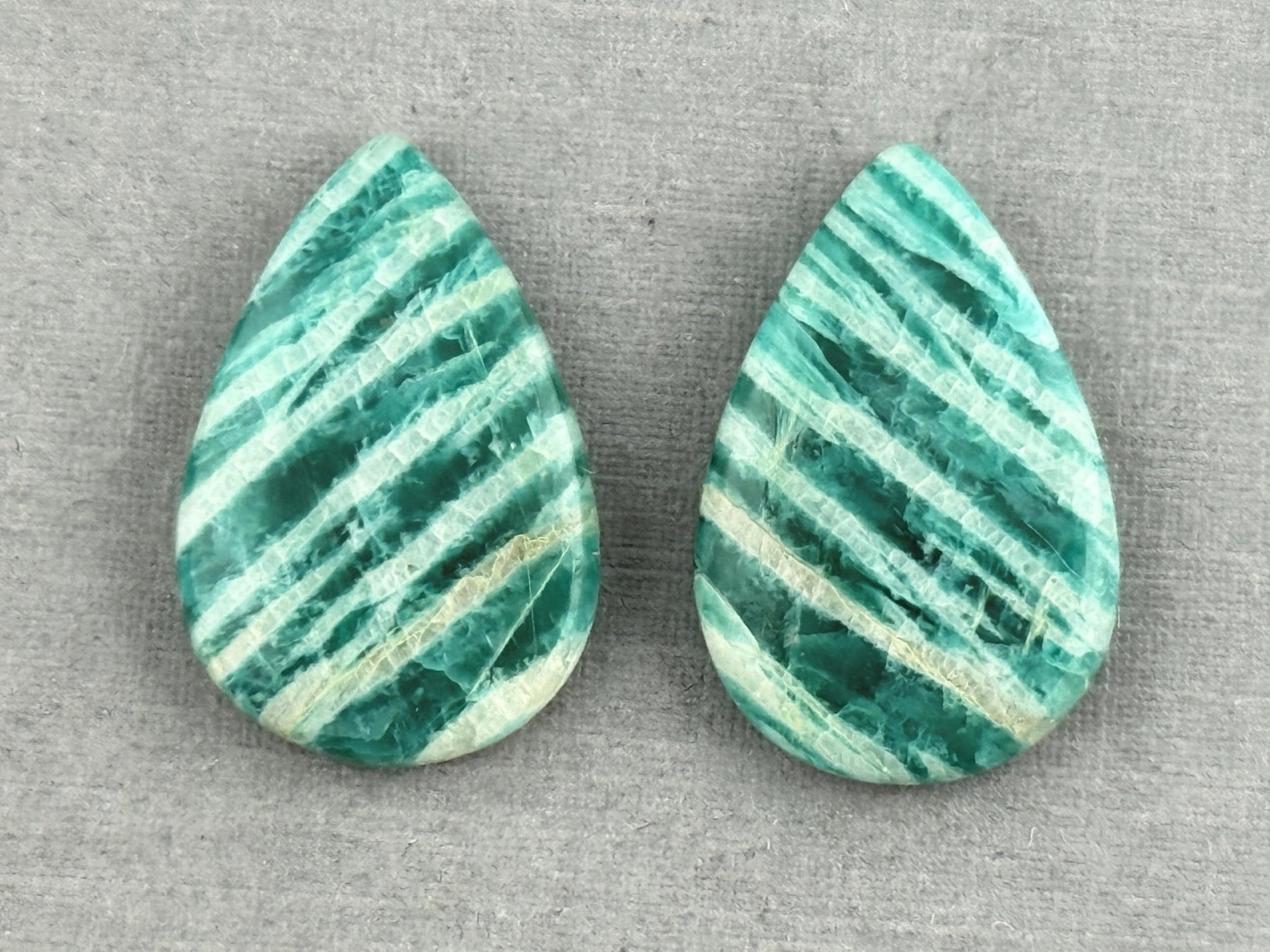 Amazonite Matched Pair Pear Cabochons | 21x14x4 | Natural Loose Gemstone | AMZ225 - Gem Enthusiast