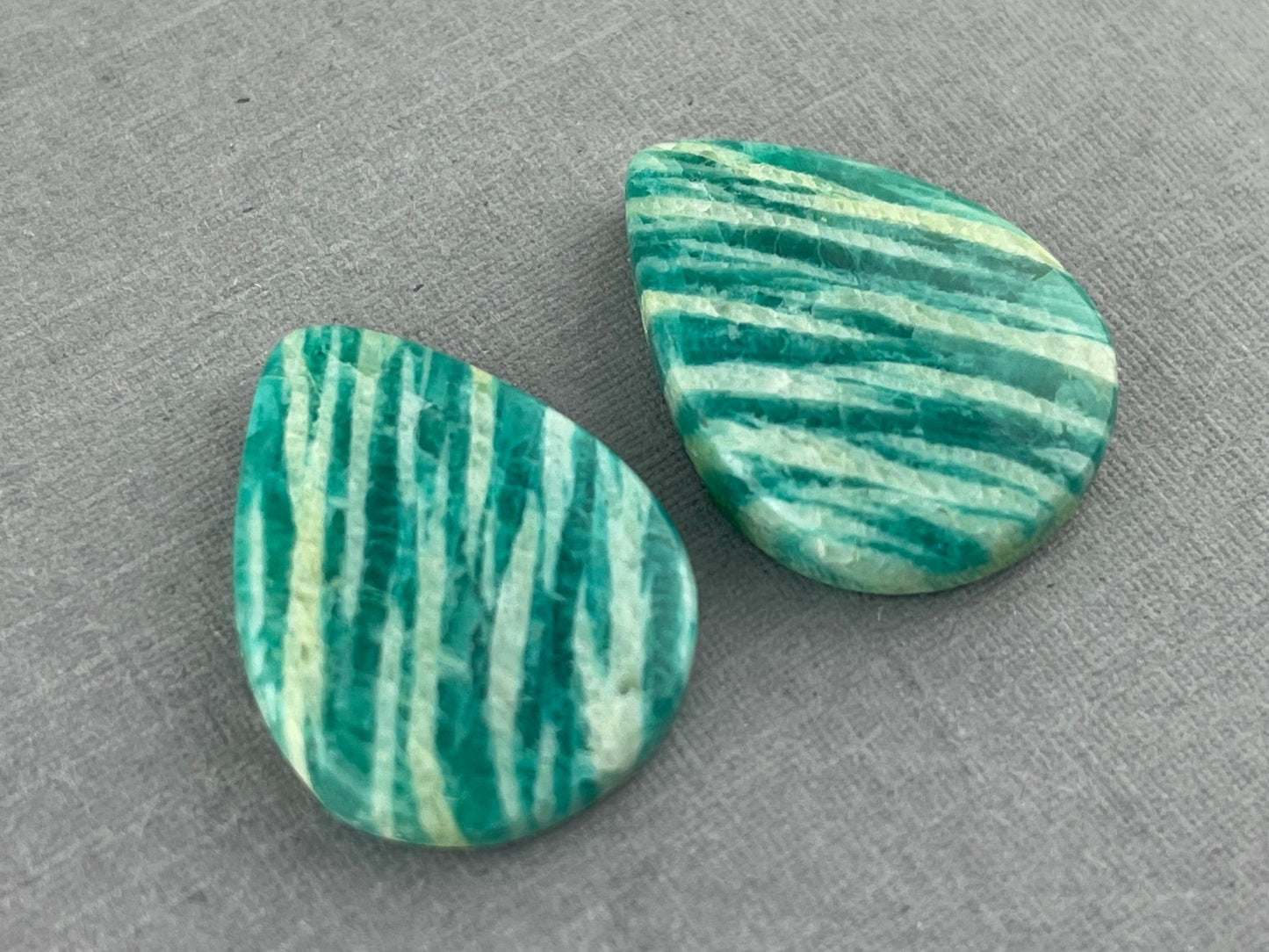 Amazonite Matched Pair Pear Cabochons | Natural Loose Gemstone | AMZ216 - Gem Enthusiast