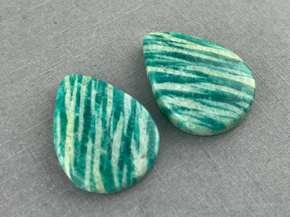 Amazonite Matched Pair Pear Cabochons | Natural Loose Gemstone | AMZ216 - Gem Enthusiast