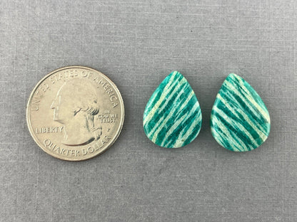 Amazonite Matched Pair Pear Cabochons | Natural Loose Gemstone | AMZ216 - Gem Enthusiast