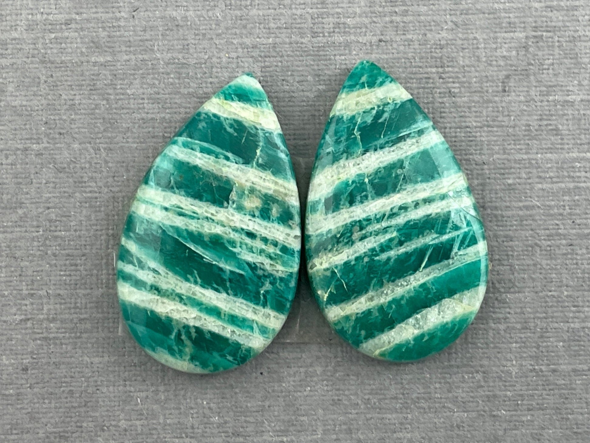 Amazonite Matched Pair Pear Cabochons | Natural Loose Gemstone | AMZ219 - Gem Enthusiast