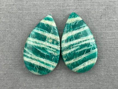 Amazonite Matched Pair Pear Cabochons | Natural Loose Gemstone | AMZ219 - Gem Enthusiast